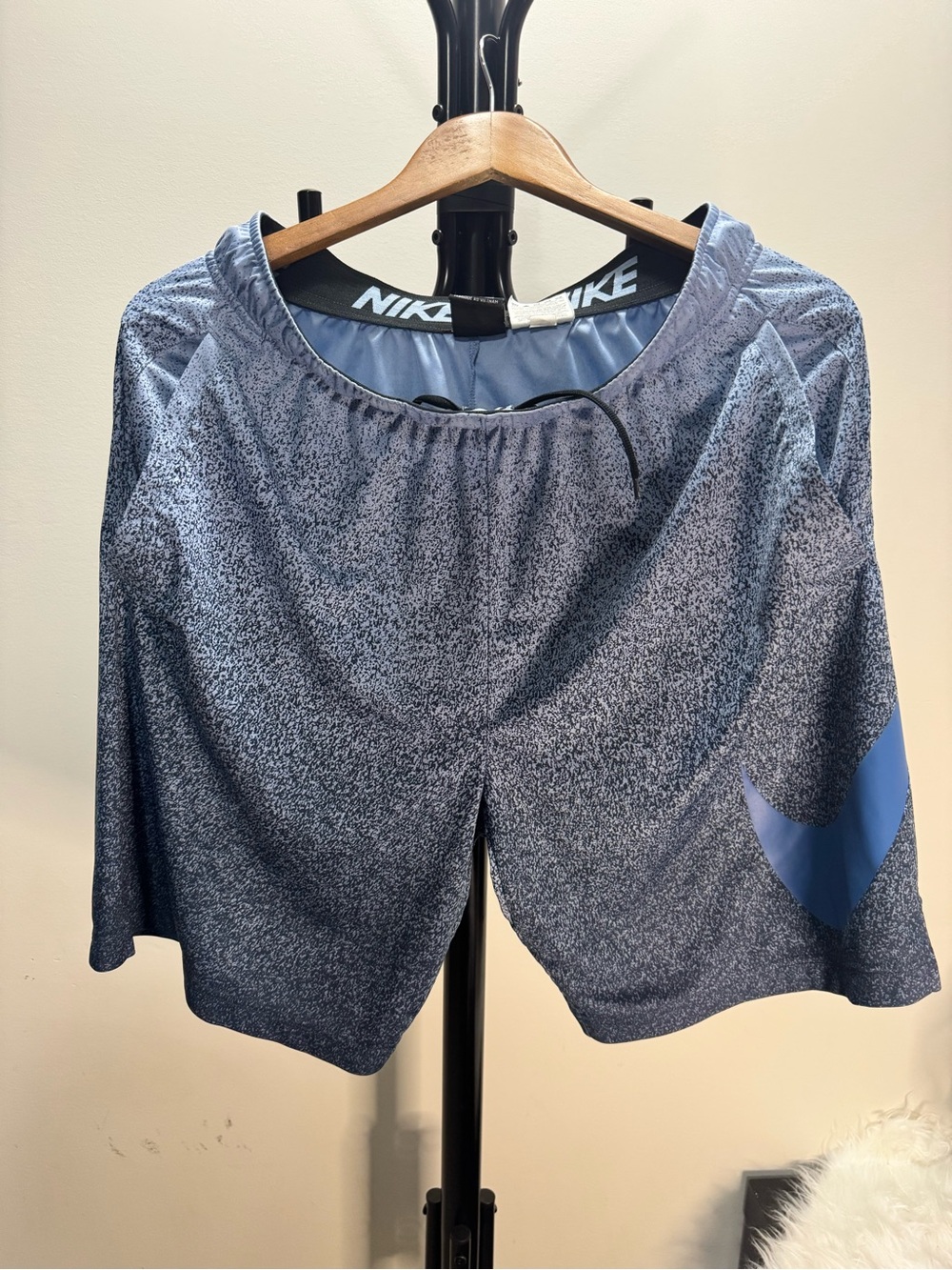 Nike Navy and Light Blue Speckled Running Shorts MENS Large